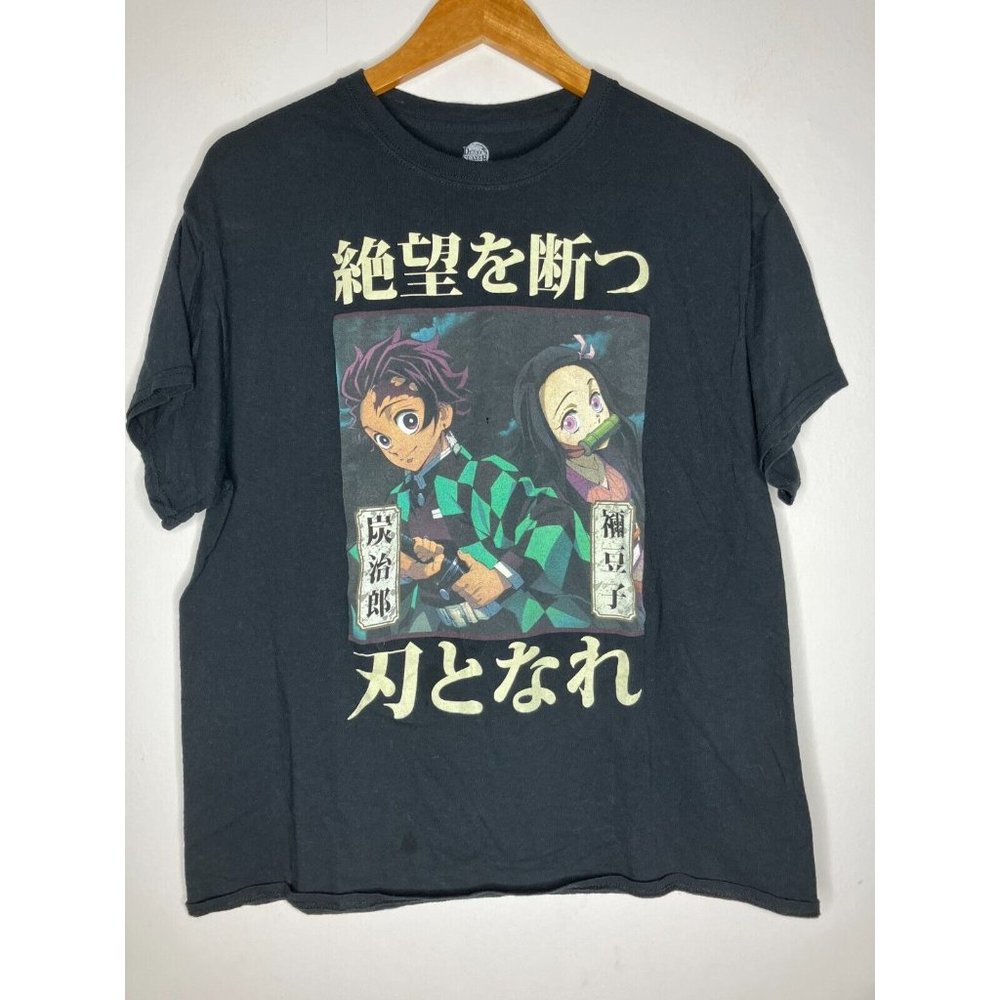 Demon Slayer Men's Large Black T-Shirt FLAWED